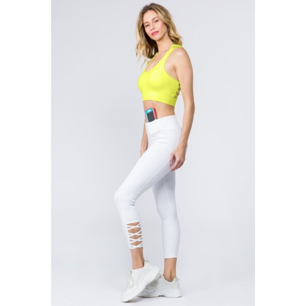 Women's Active Ankle Cutout Workout Leggings White - Picture 4 of 7